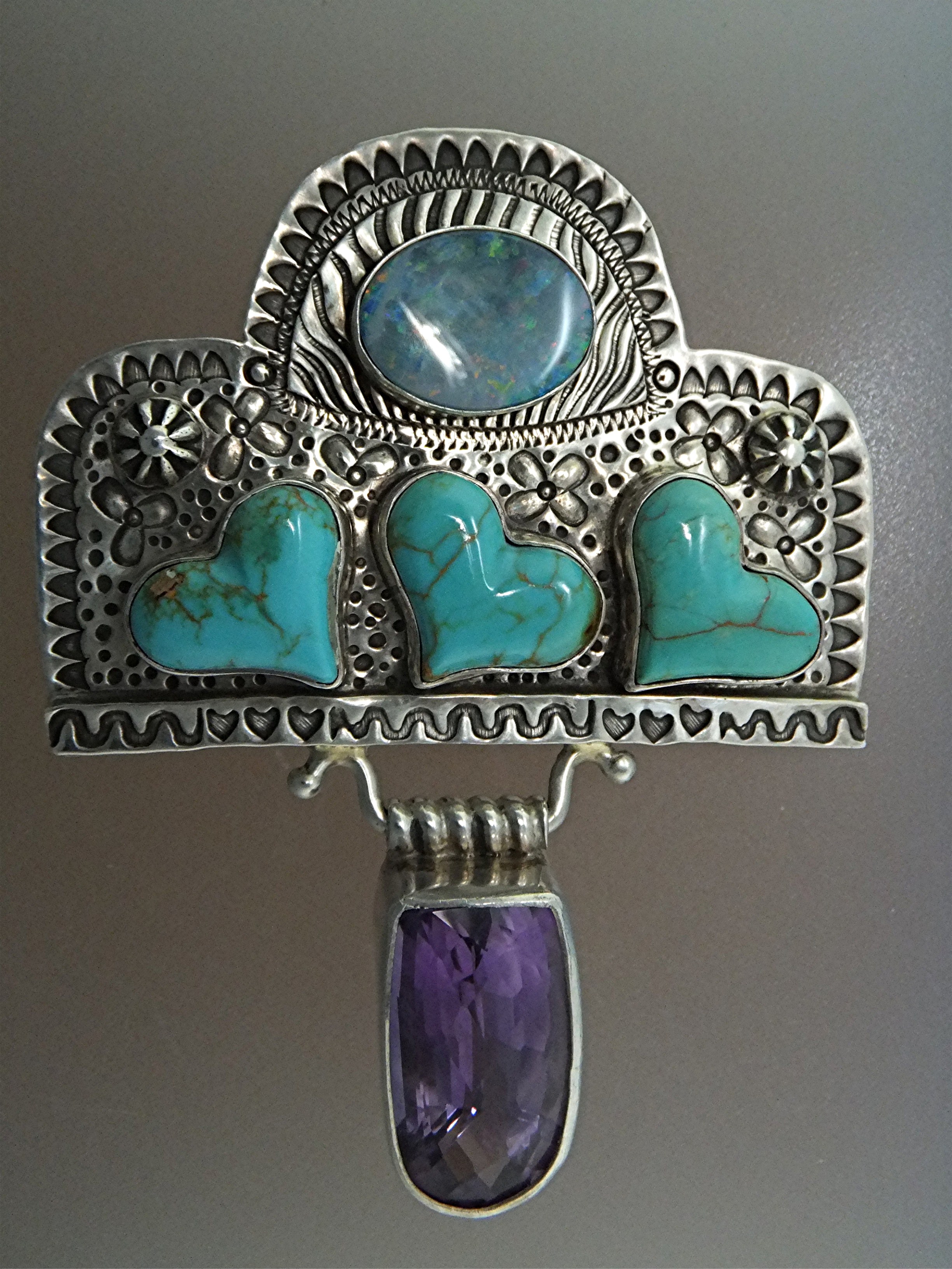 David Troutman Opal Turquoise Amethyst Sterling Silver