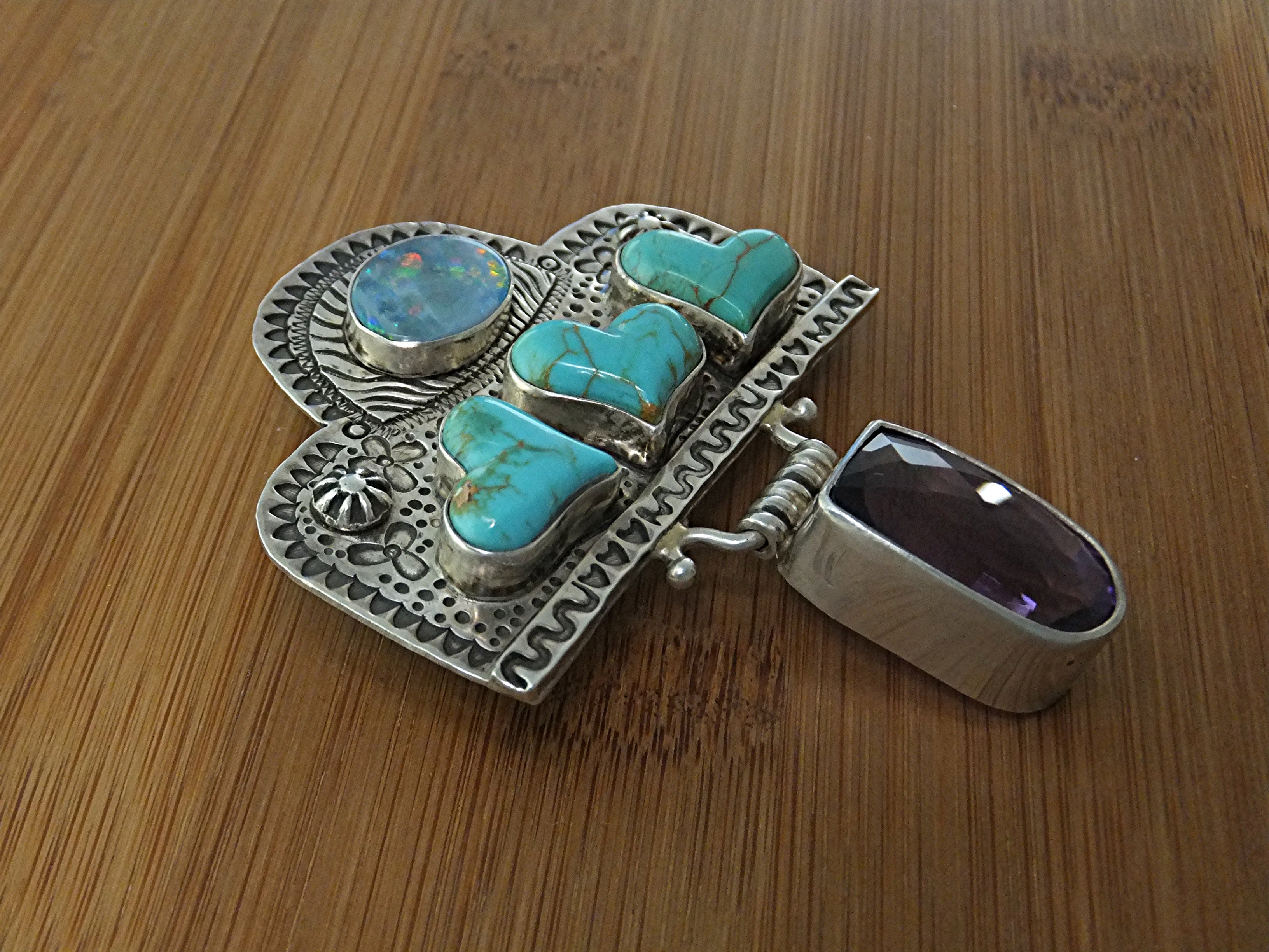 David Troutman Opal Turquoise Amethyst Sterling Silver