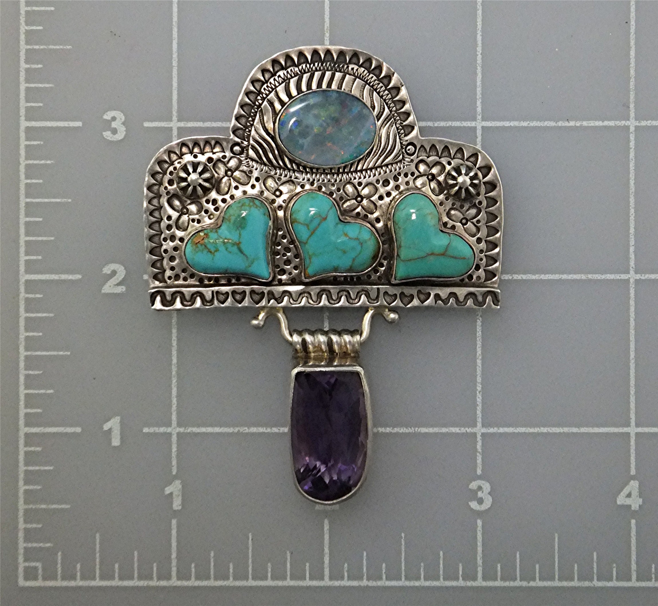 David Troutman Opal Turquoise Amethyst Sterling Silver