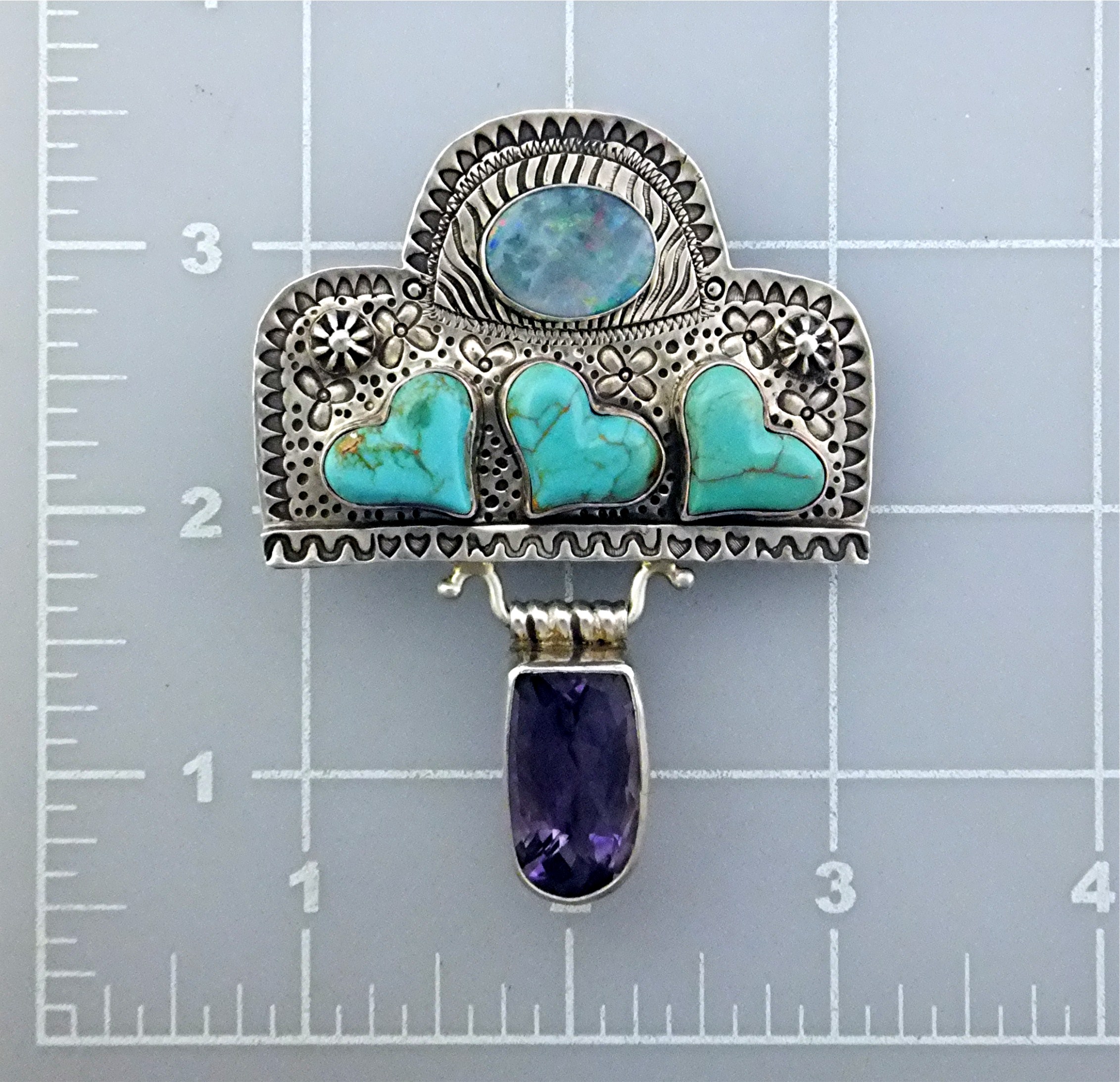 David Troutman Opal Turquoise Amethyst Sterling Silver