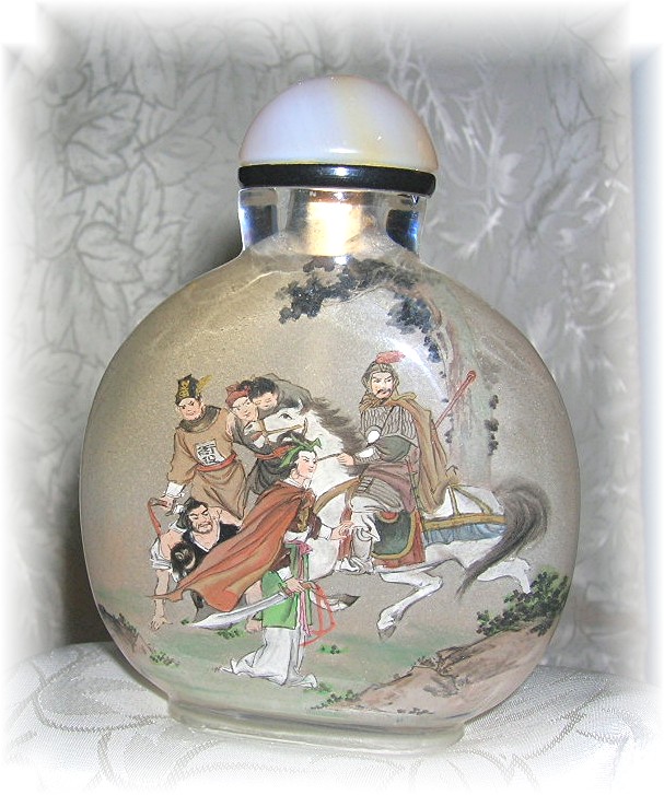 SNUFF BOTTLE Japanese Warriors Reverse painted
