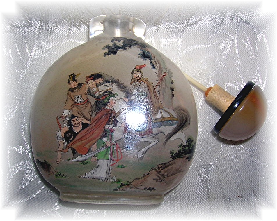 SNUFF BOTTLE Japanese Warriors Reverse painted