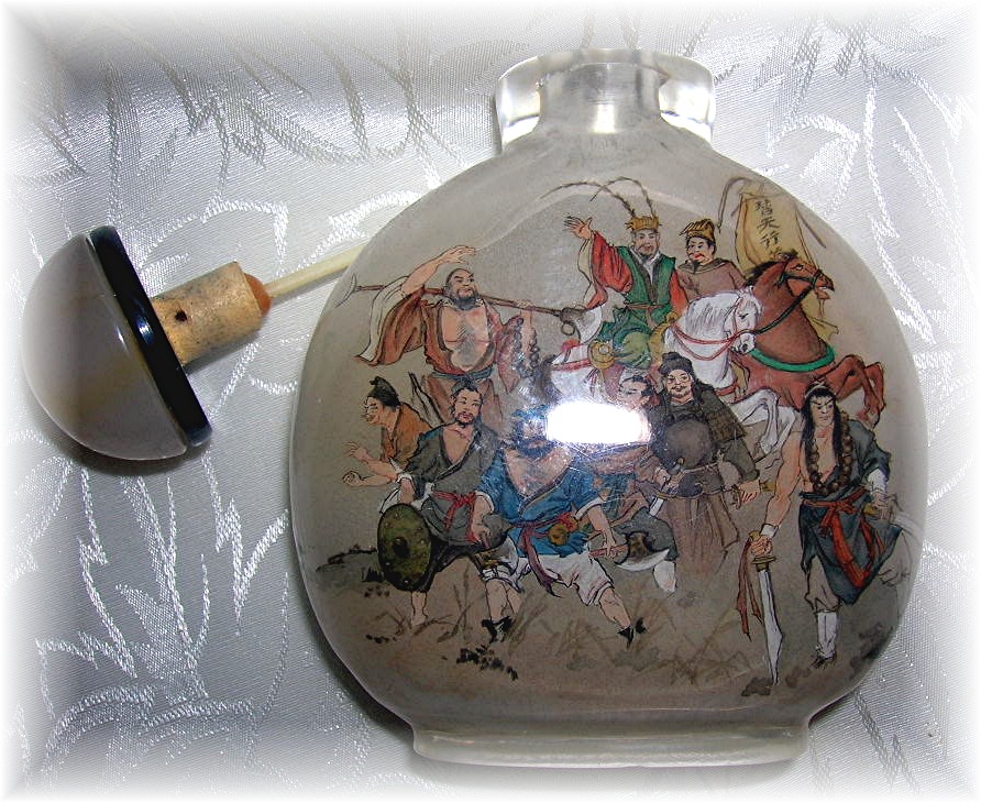 SNUFF BOTTLE Japanese Warriors Reverse painted