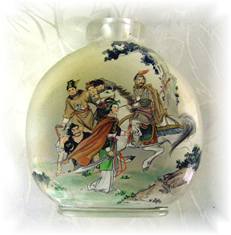 SNUFF BOTTLE Japanese Warriors Reverse painted