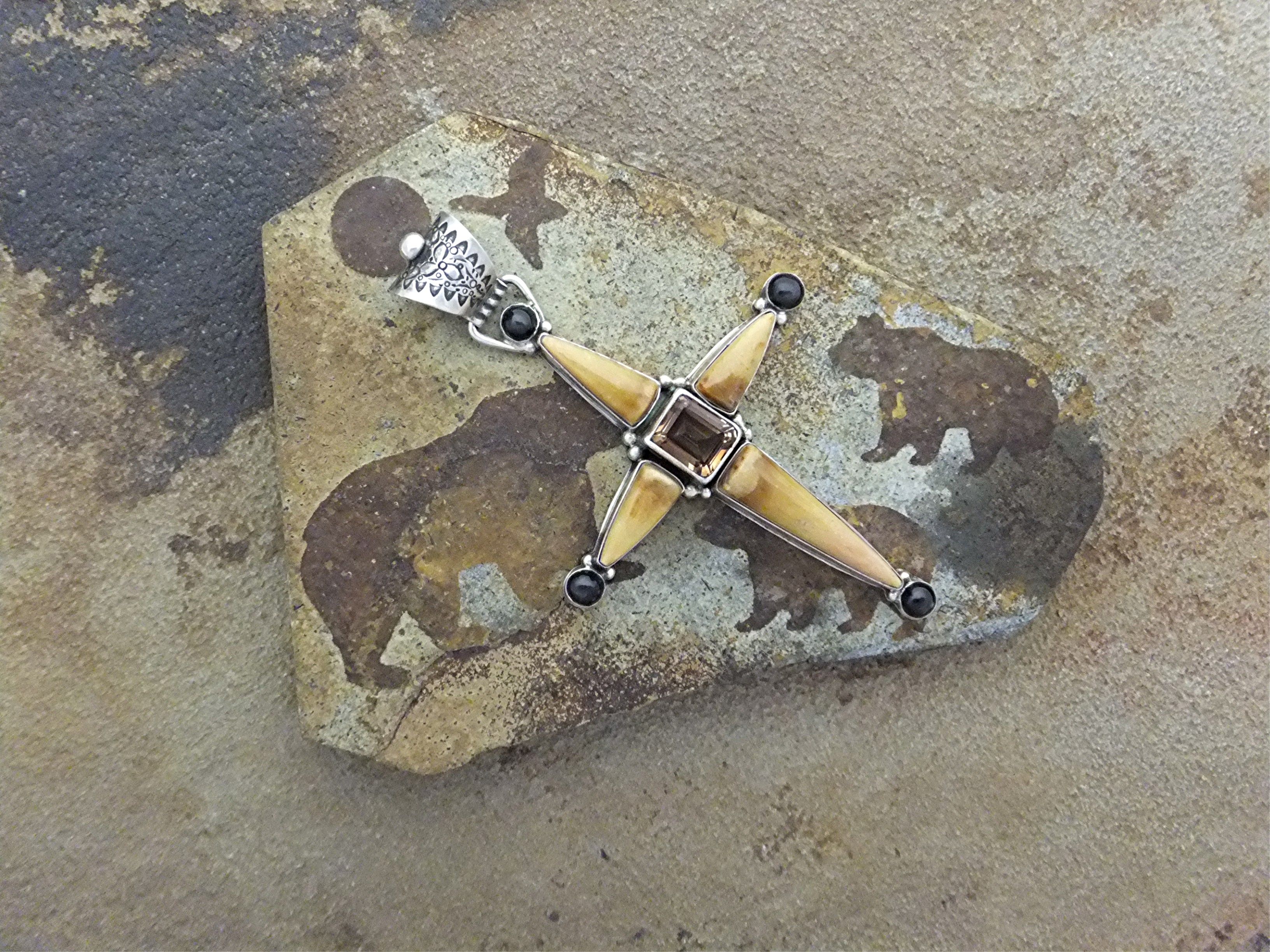 David Troutman Coral Sterling Silver Citrine  Pendant