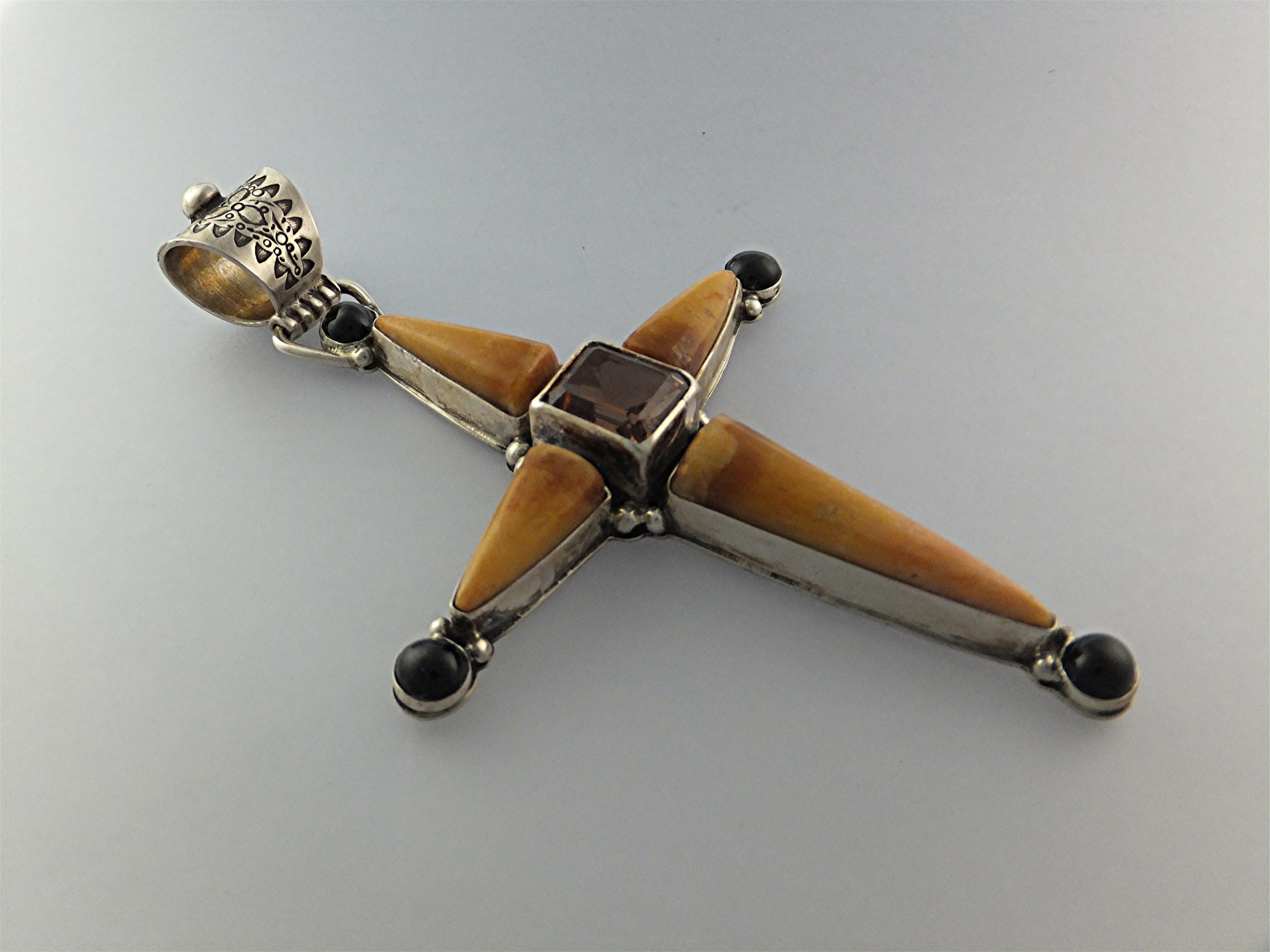 David Troutman Coral Sterling Silver Citrine  Pendant