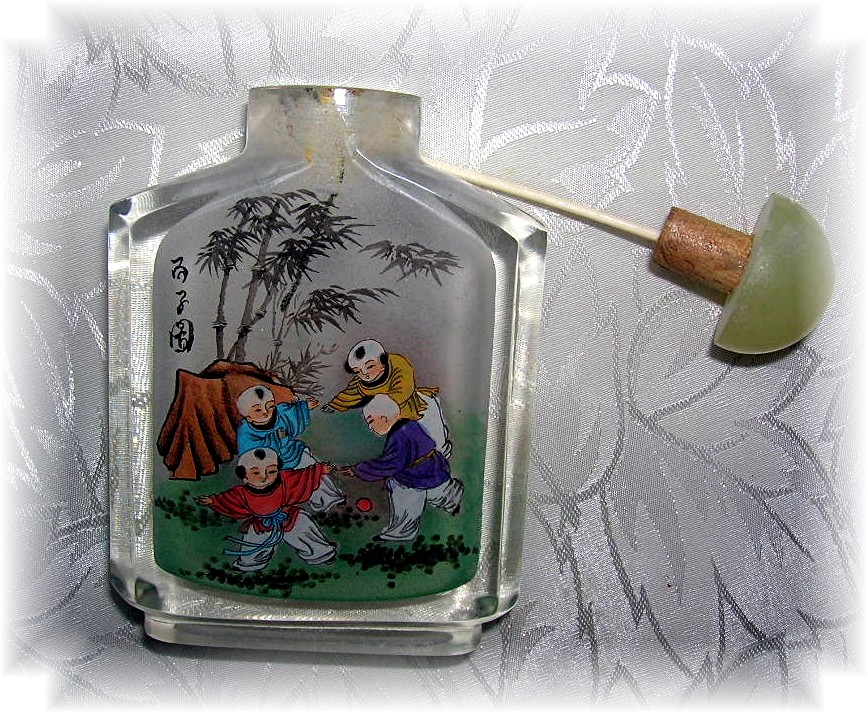 SNUFF BOTTLE Reverse Painted Children