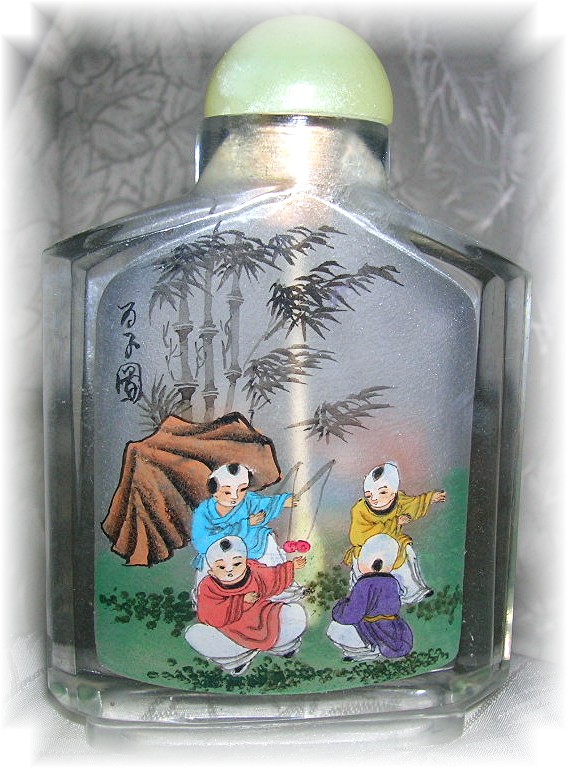 SNUFF BOTTLE Reverse Painted Children
