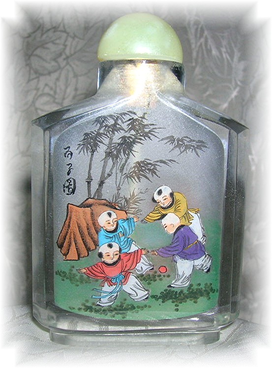 SNUFF BOTTLE Reverse Painted Children