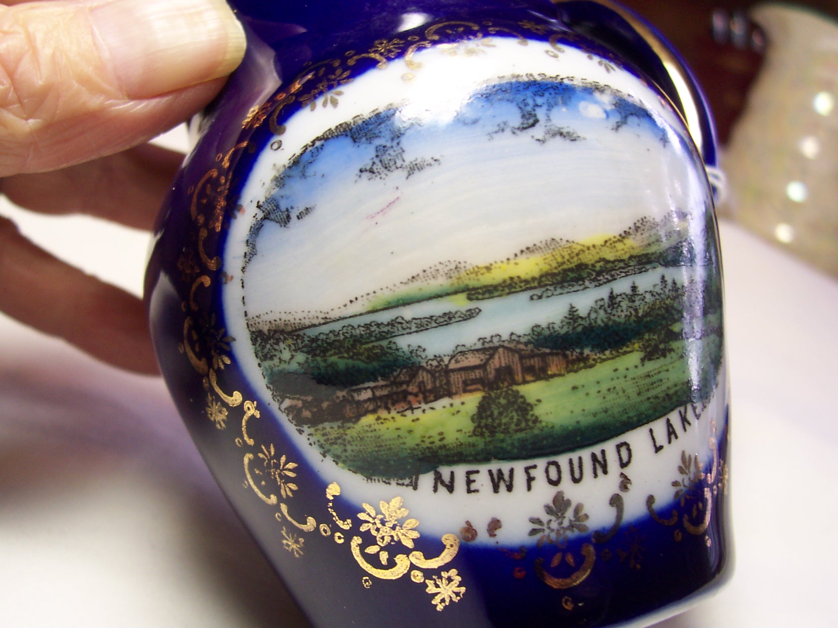 Newfound Lake Souvenir Pitcher Germany Cobalt
