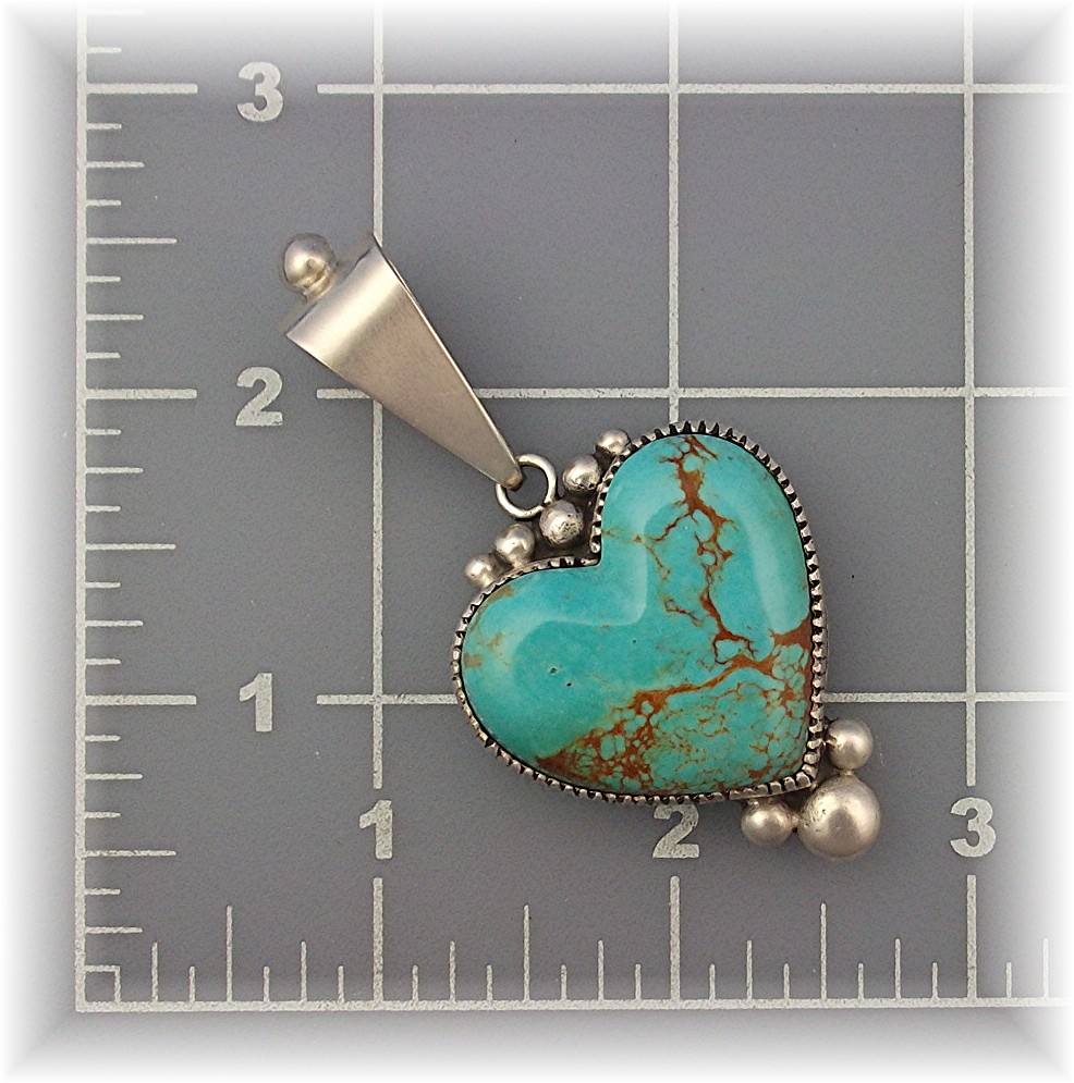 David Troutman Sterling Silver Turquoise Heart Pendant