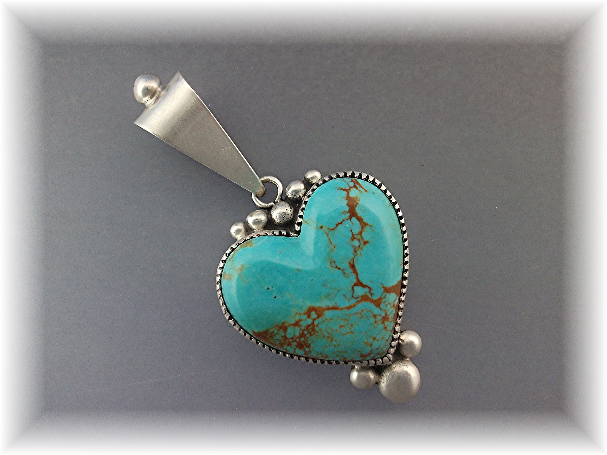David Troutman Sterling Silver Turquoise Heart Pendant