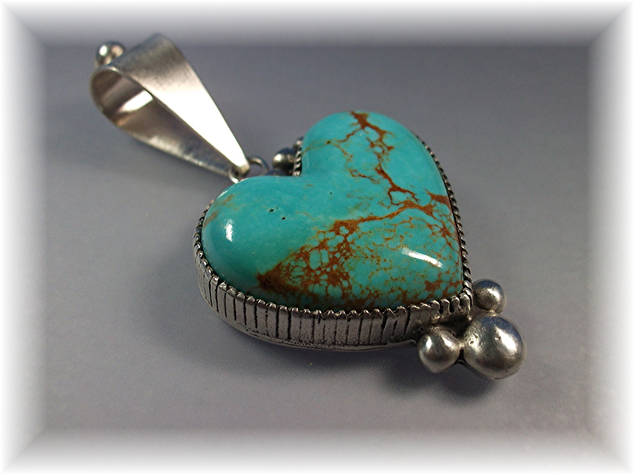 David Troutman Sterling Silver Turquoise Heart Pendant