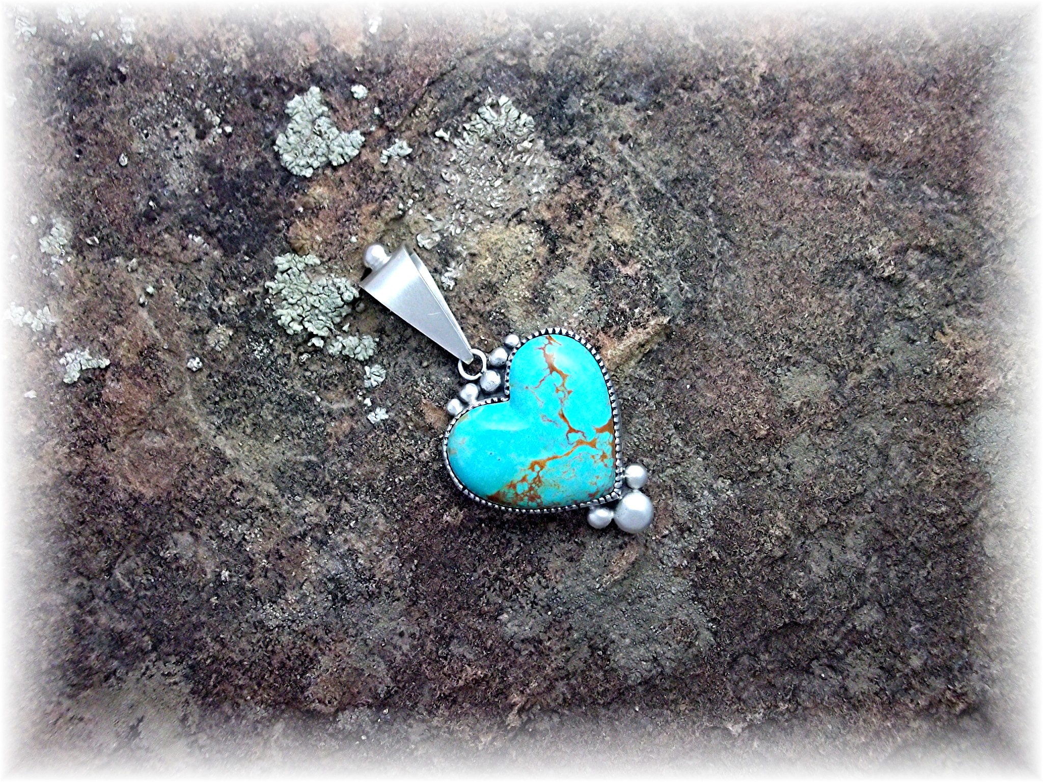 David Troutman Sterling Silver Turquoise Heart Pendant