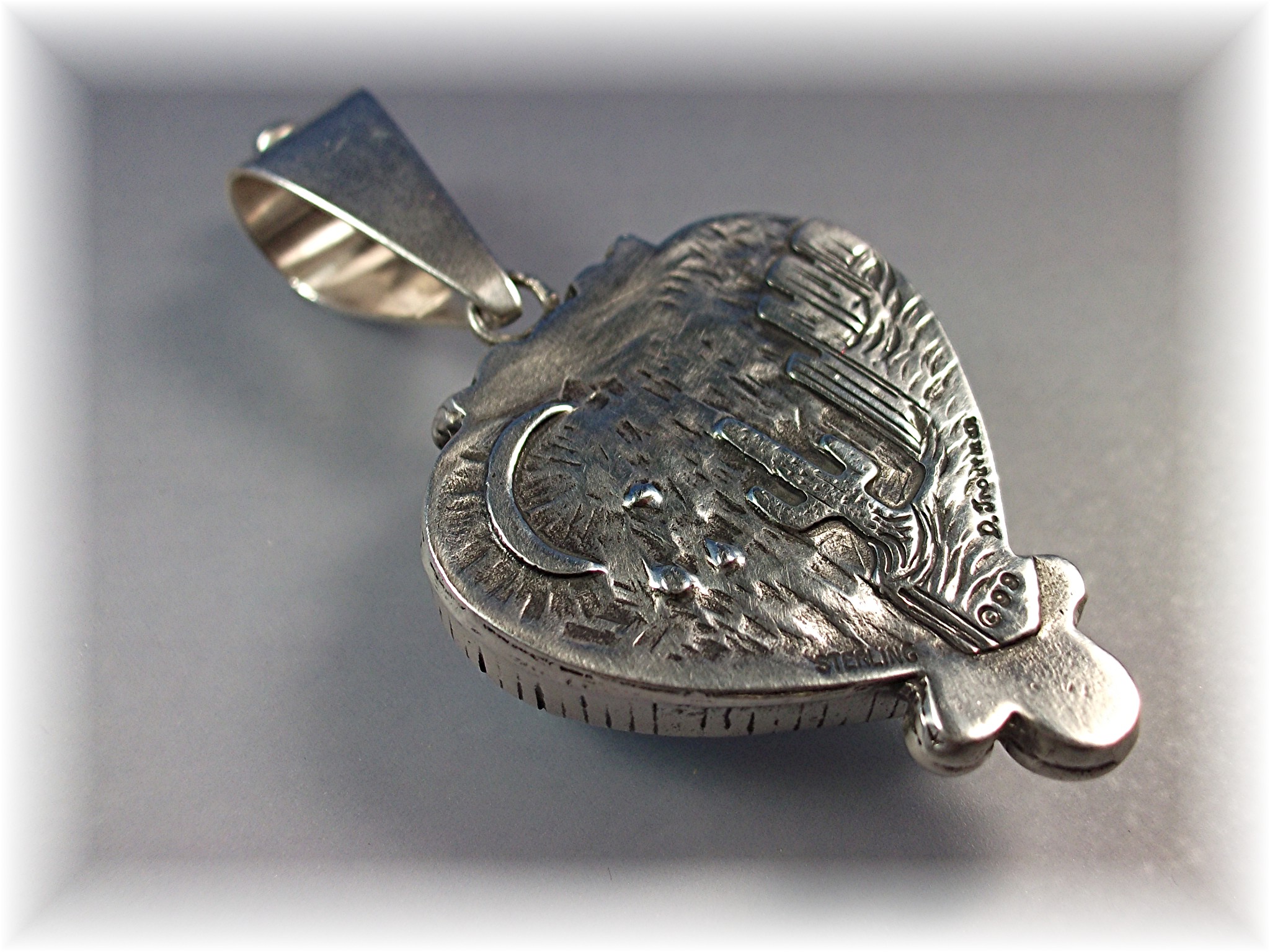 David Troutman Sterling Silver Turquoise Heart Pendant