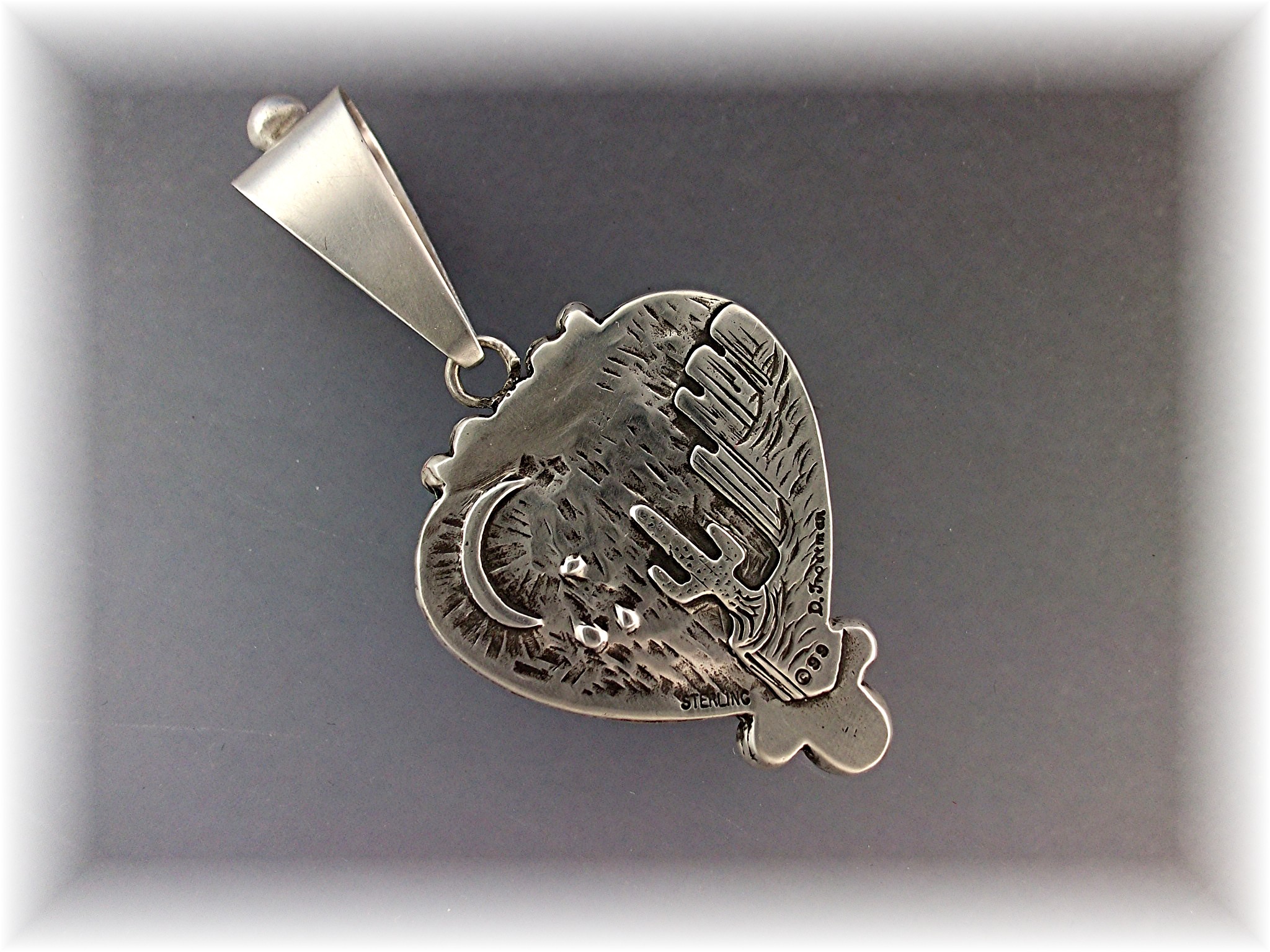 David Troutman Sterling Silver Turquoise Heart Pendant