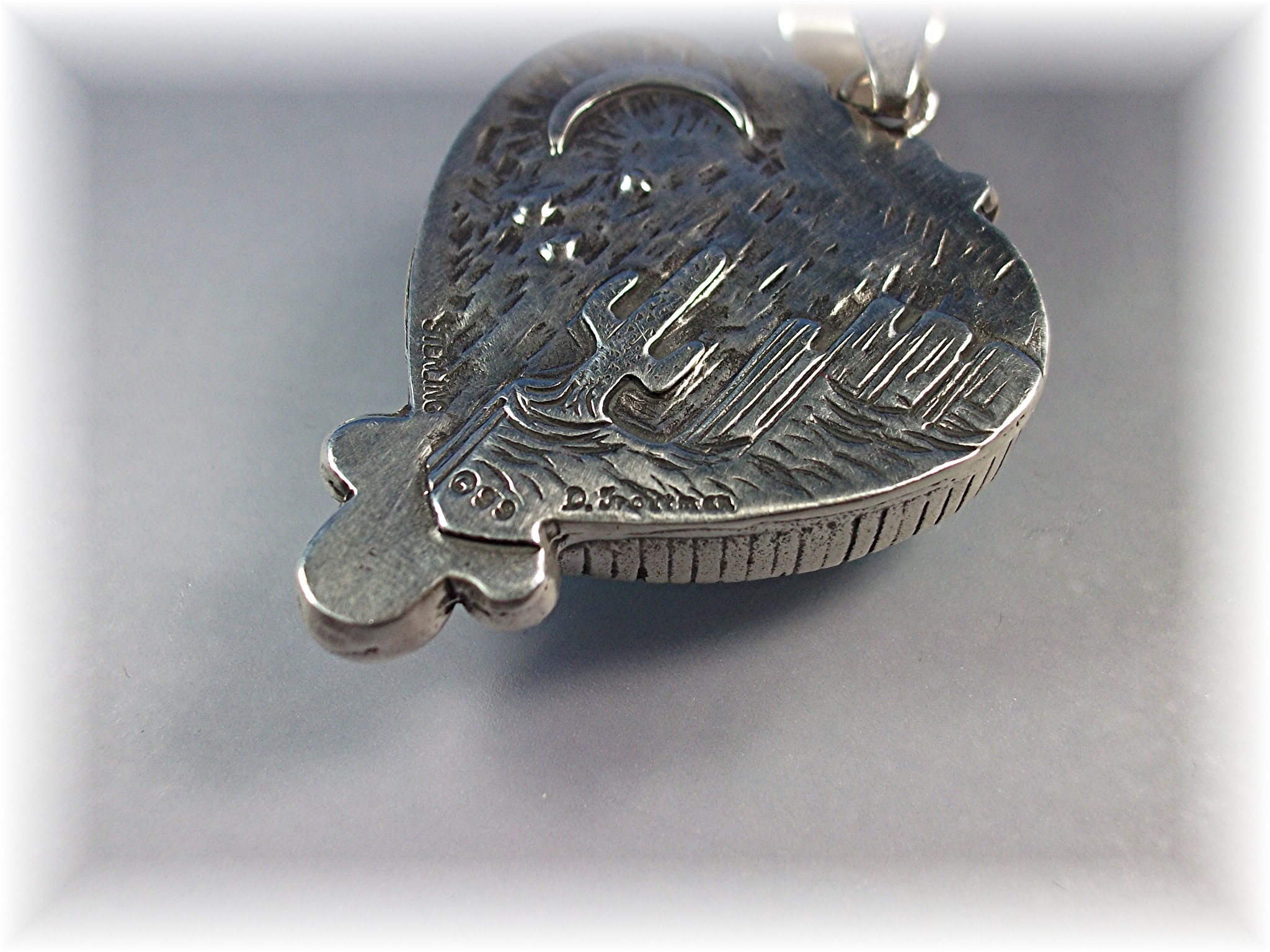 David Troutman Sterling Silver Turquoise Heart Pendant