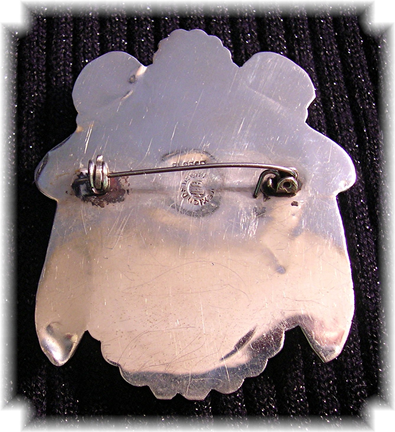 Mexican Silver and Jade  Signed HHM Brooch