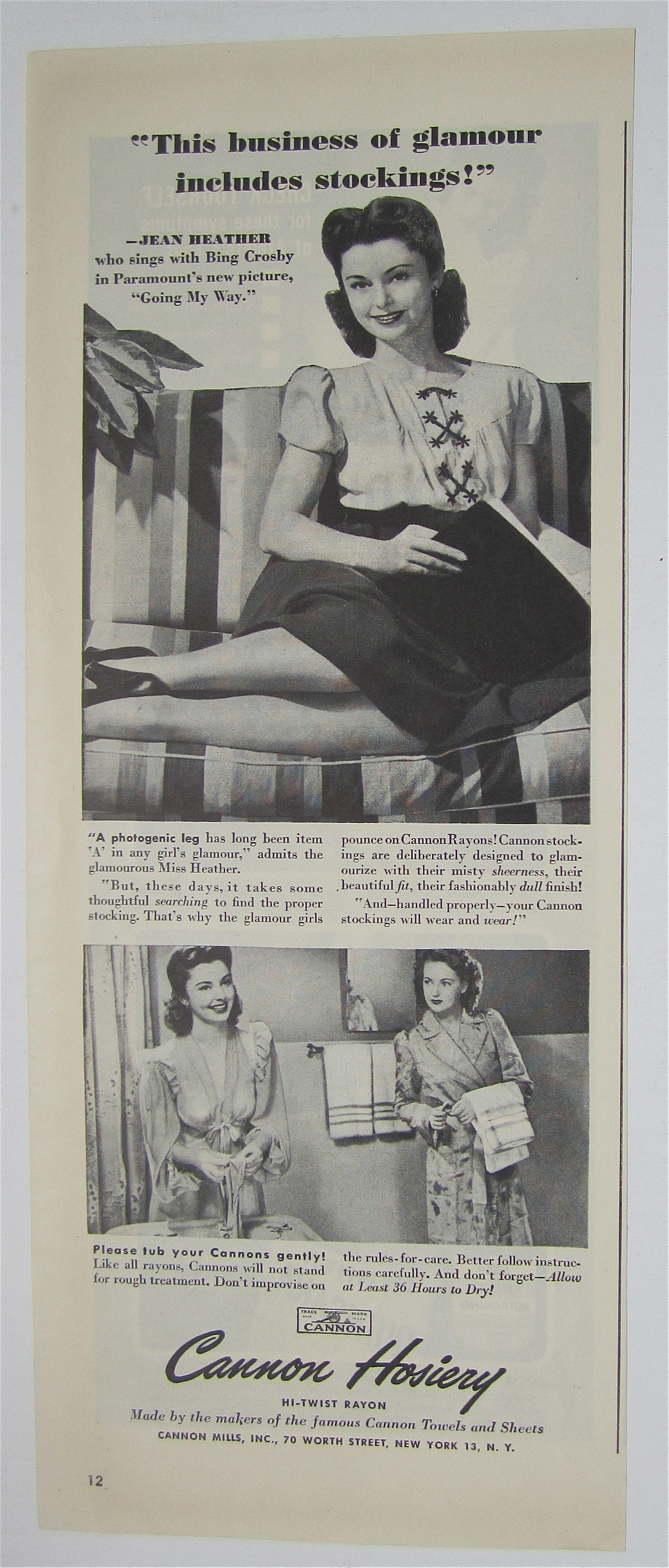 1944 Cannon Hosiery with Jean Heather