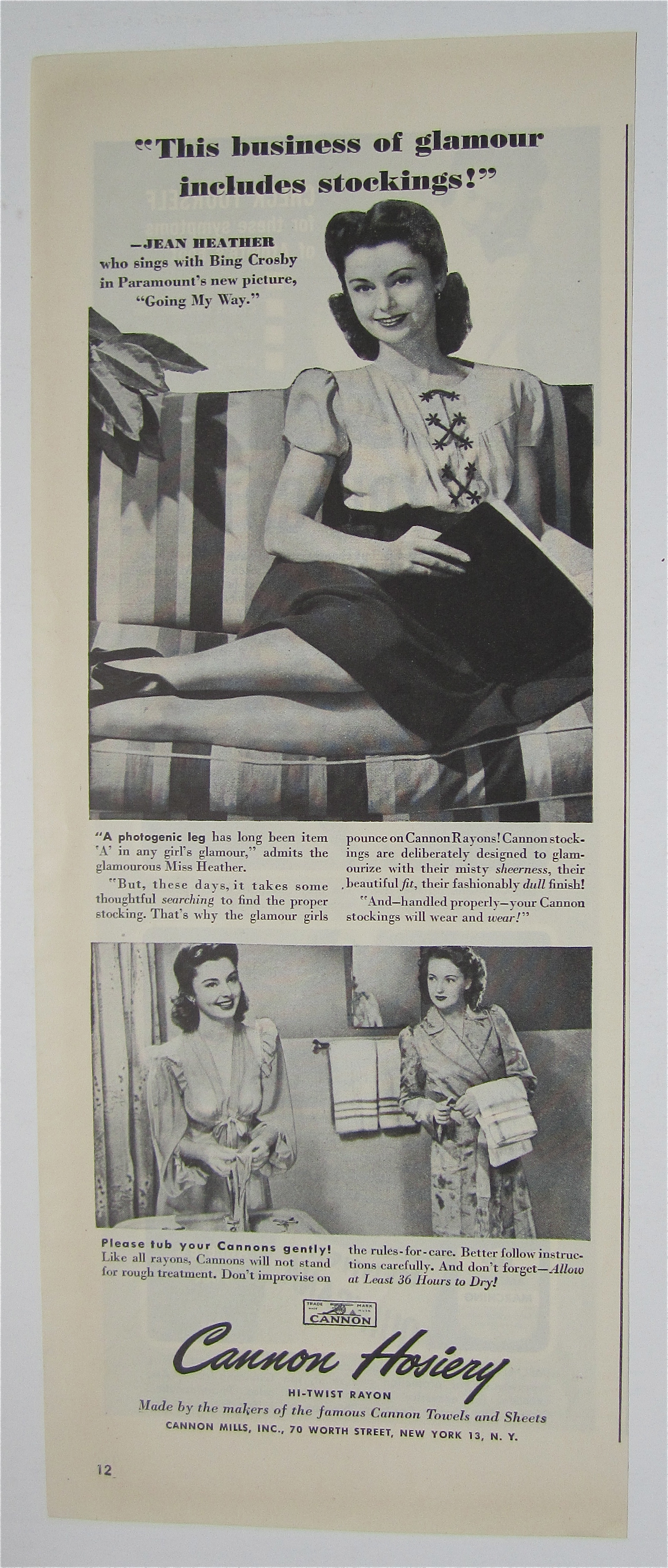 1944 Cannon Hosiery with Jean Heather