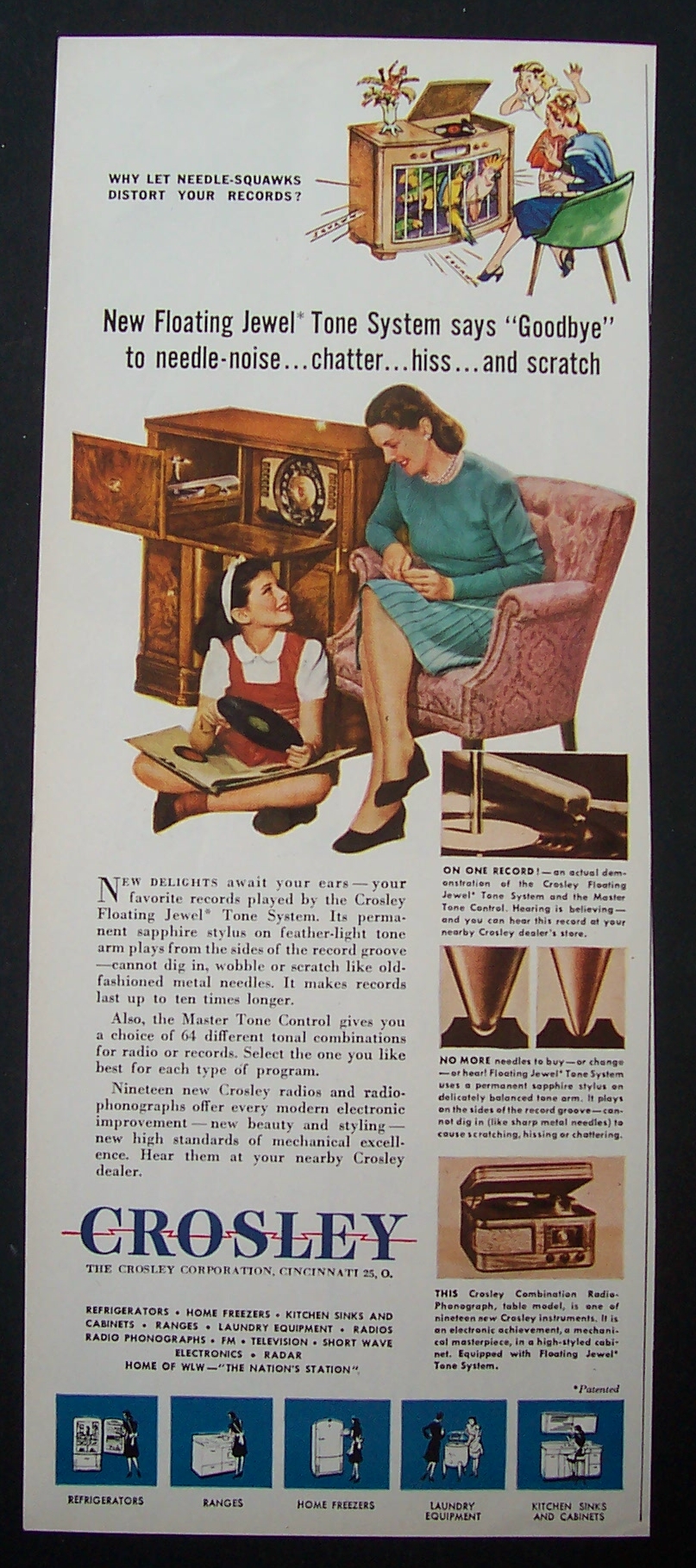 1946  Crosley  Floating  Jewel  Tone  System
