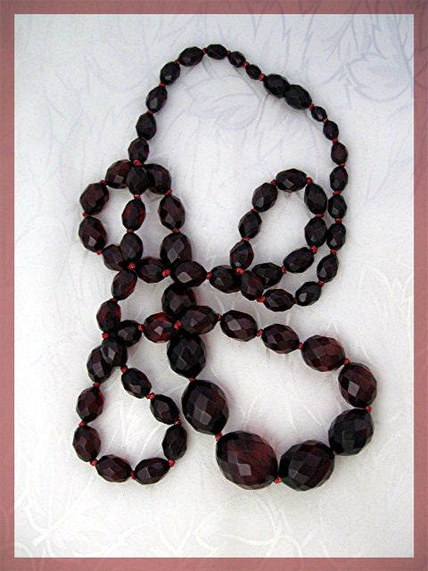 Cherry Amber Graduated Opera Length Necklace