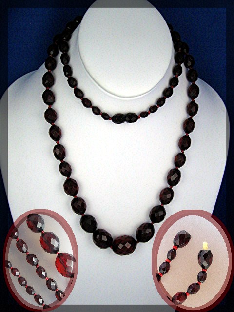 Cherry Amber Graduated Opera Length Necklace