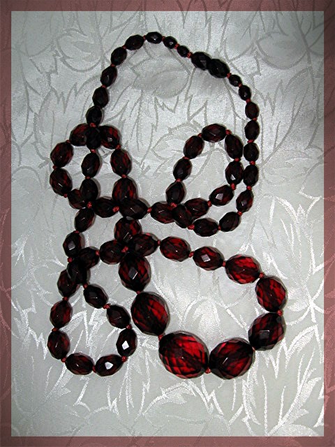 Cherry Amber Graduated Opera Length Necklace
