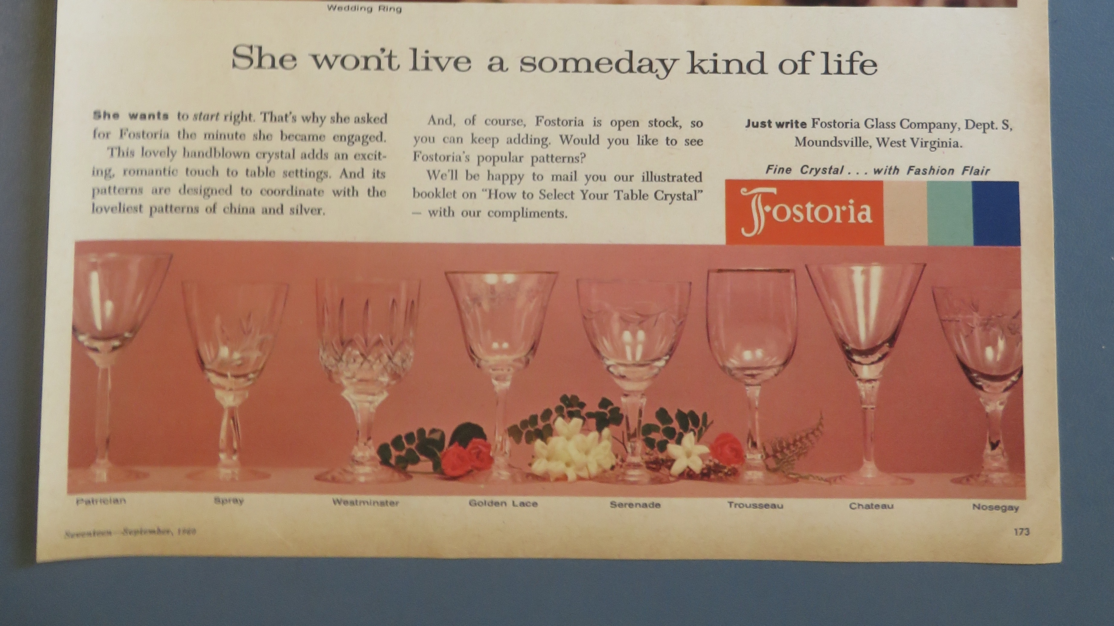 1960 Fostoria Crystal with Wedding Ring Design
