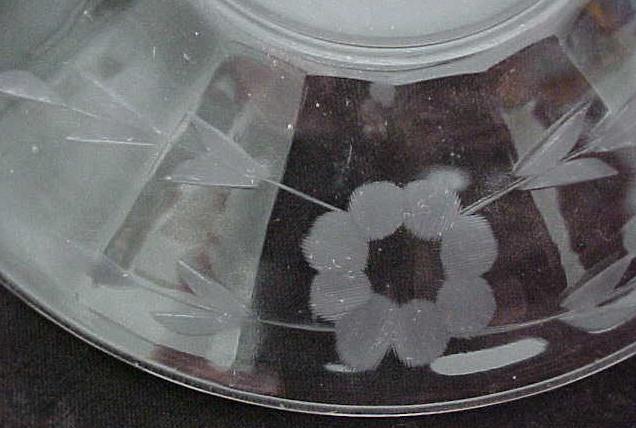 Cut Glass Saucers (4) Floral & Leaf Pattern 6.2 inch
