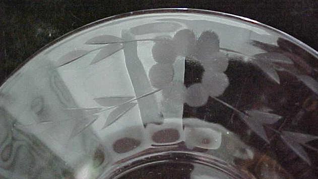 Cut Glass Saucers (4) Floral & Leaf Pattern 6.2 inch