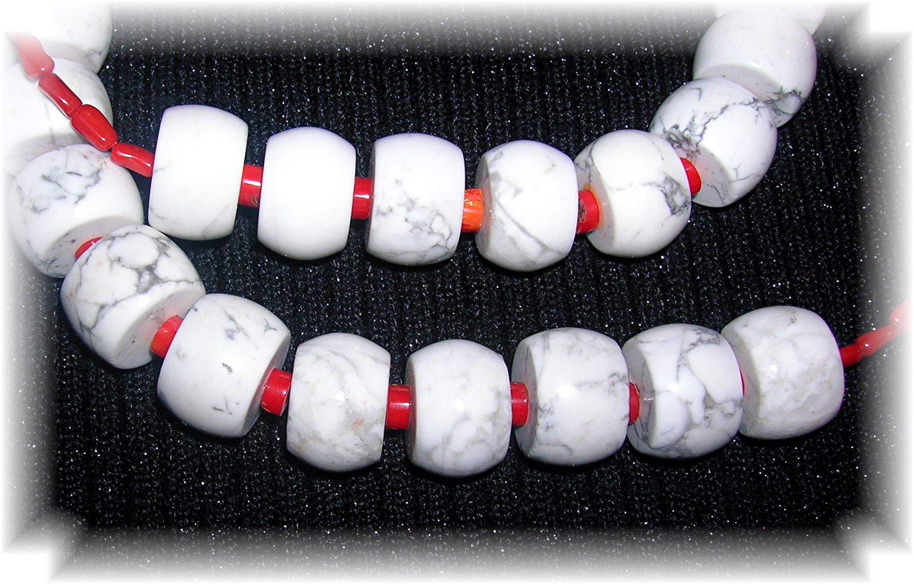 28 Inch White Turquoise And Coral Necklace