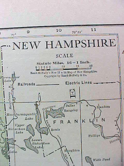 Antique Map New Hampshire 1916 Rand McNally