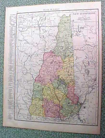 Antique Map New Hampshire 1916 Rand McNally