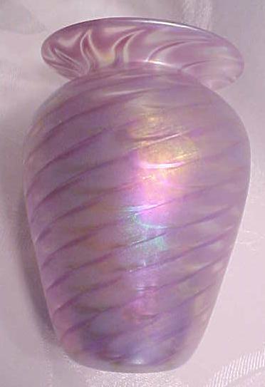 Art Glass Vase Pulled Feather NWS Glass 1992