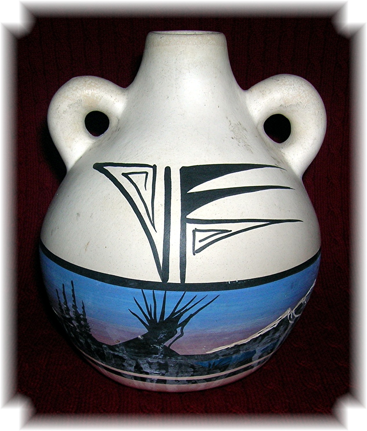 Blue and Cream M Yazzie American Indian Pot