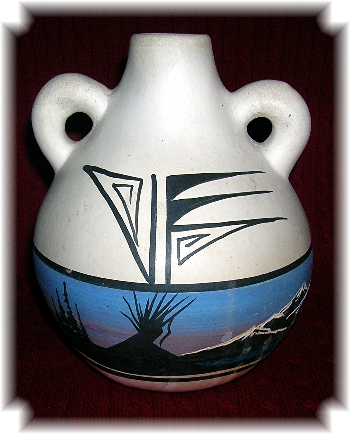 Blue and Cream M Yazzie American Indian Pot