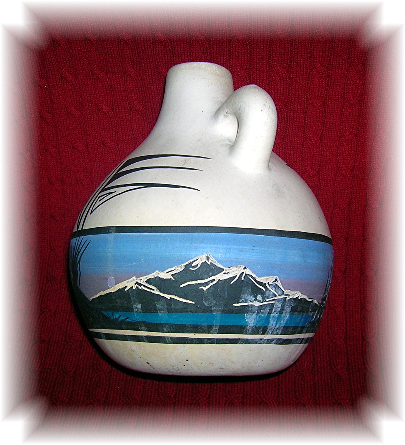 Blue and Cream M Yazzie American Indian Pot