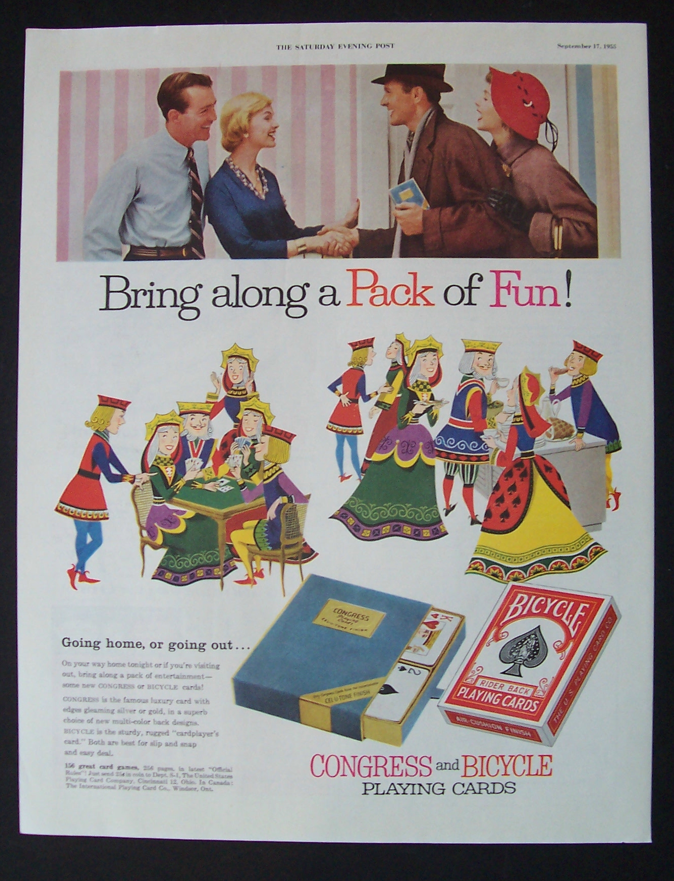 1955 Bicycle Playing Cards with 2 Couples Greeting