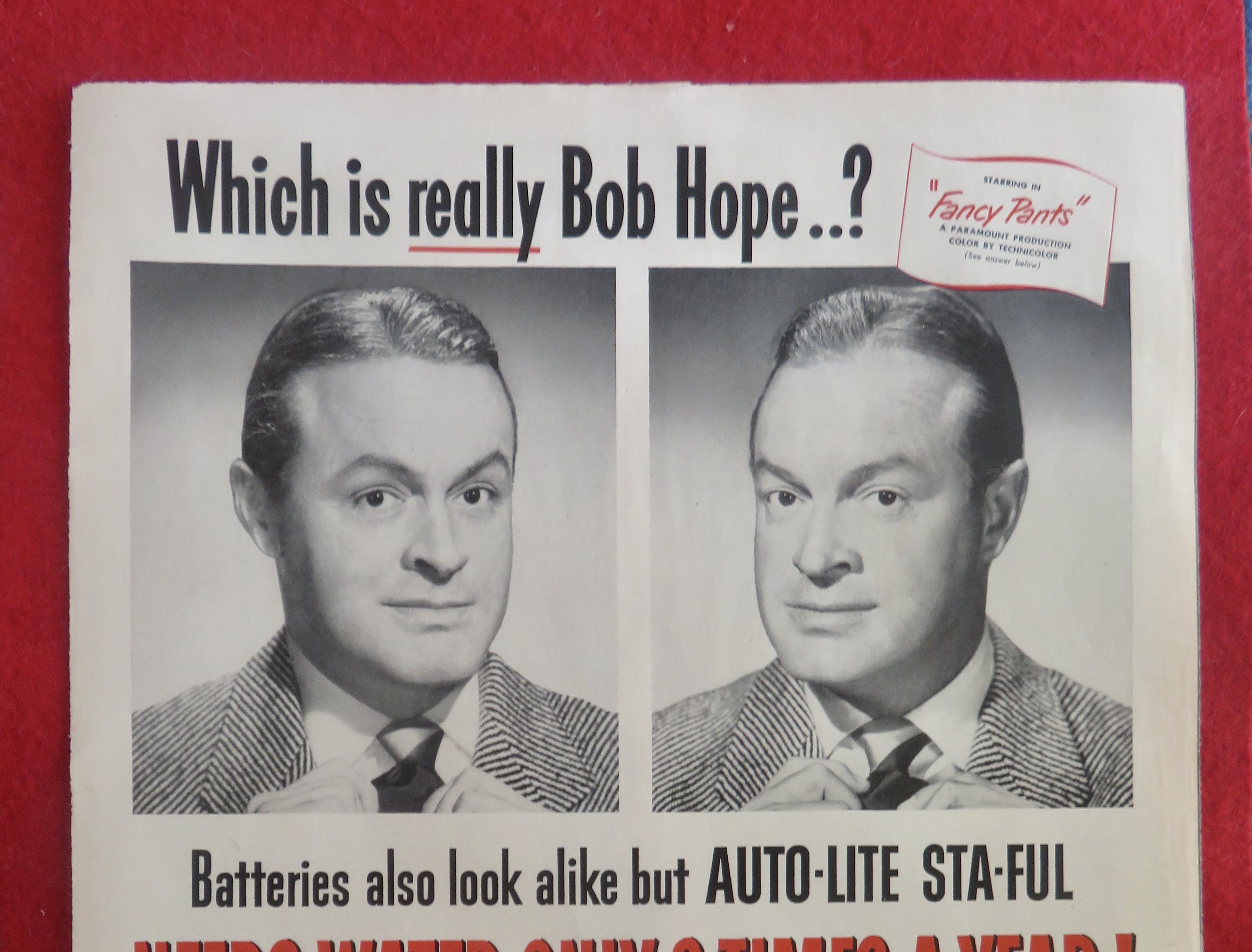 1950 Auto Lite Sta Ful Battery with Bob Hope