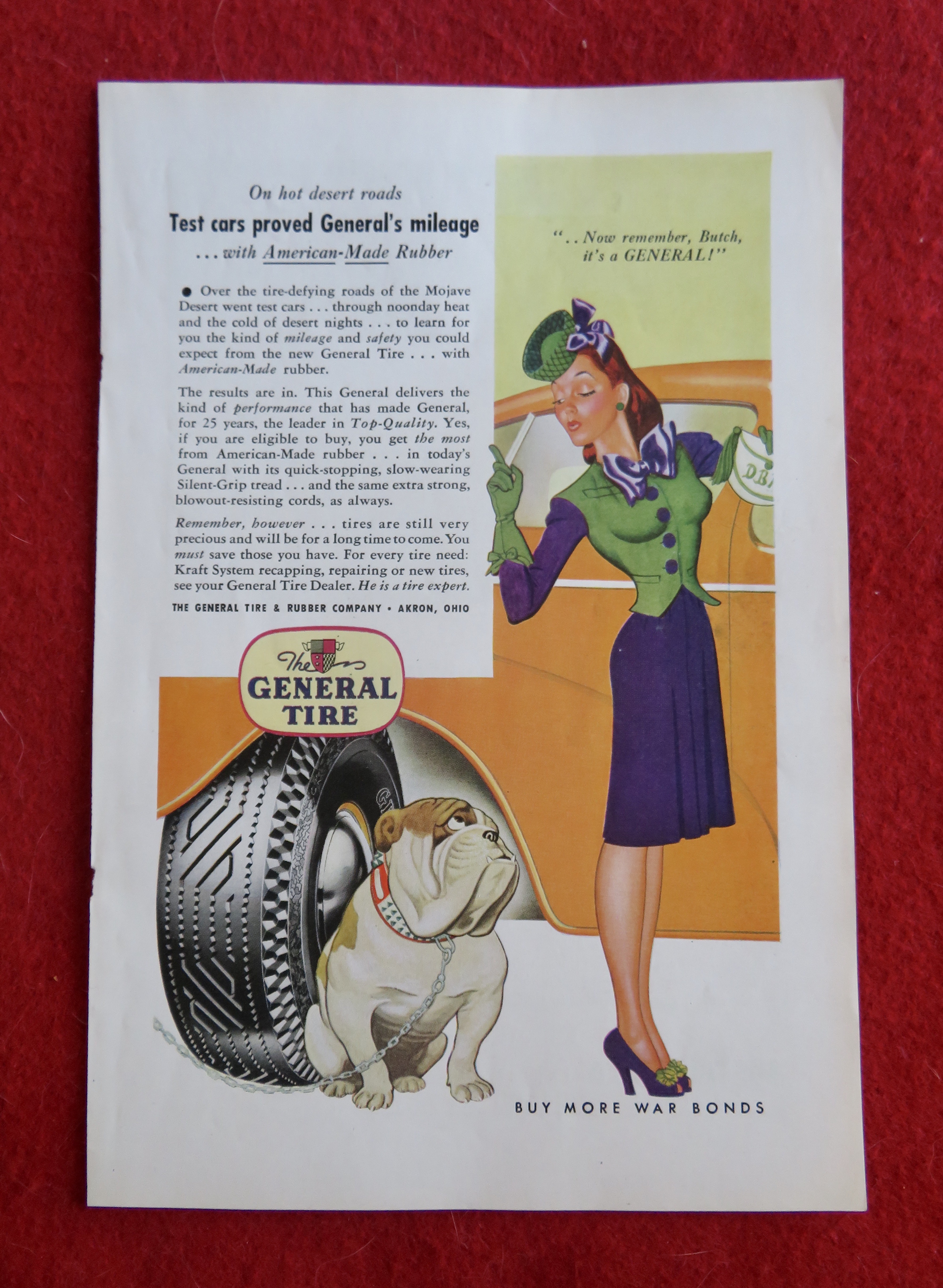 1944 General Tires with Woman Pointing at Her Dog