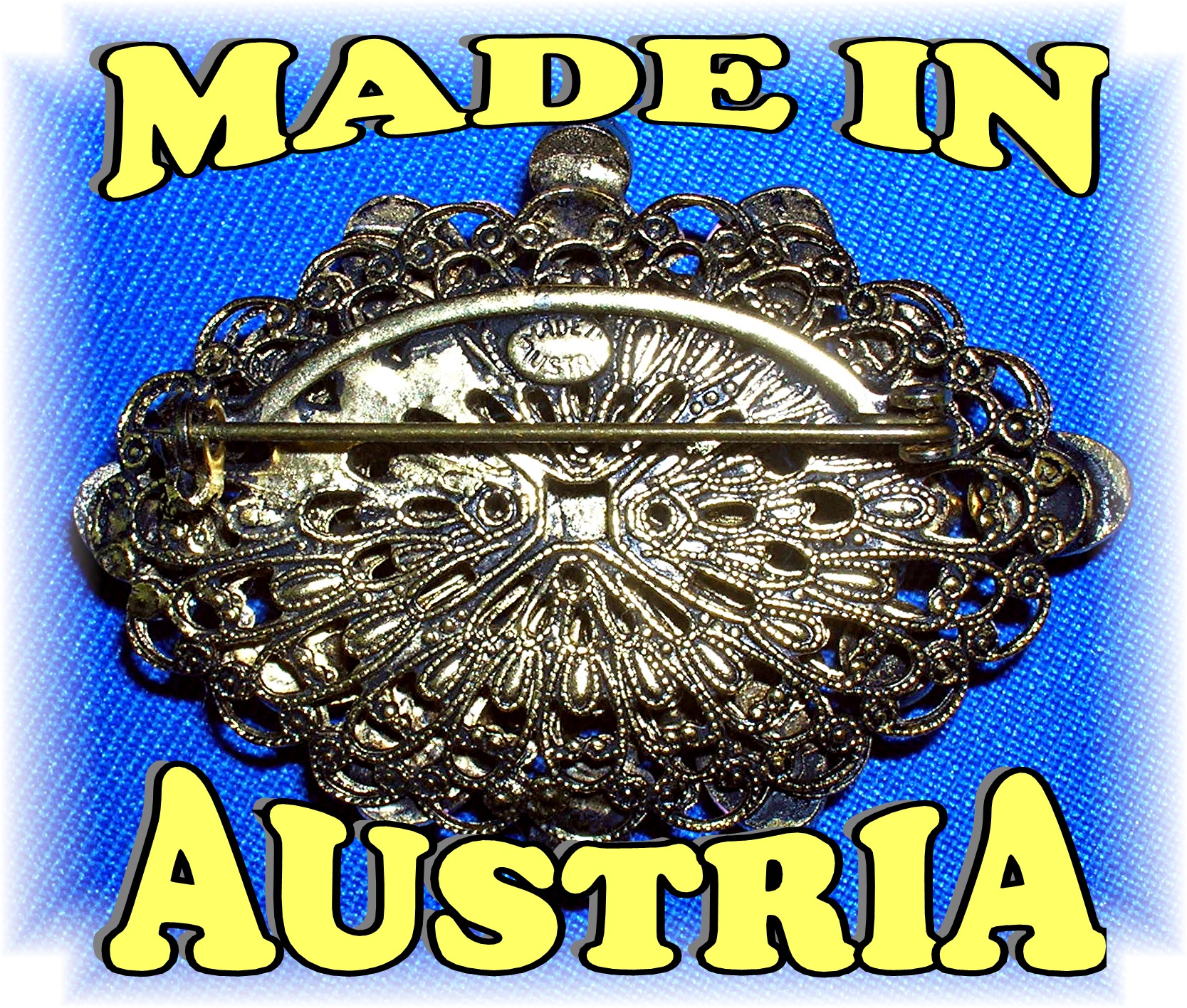 Enamel Filigree Pink Crystal Brooch AUSTRIA