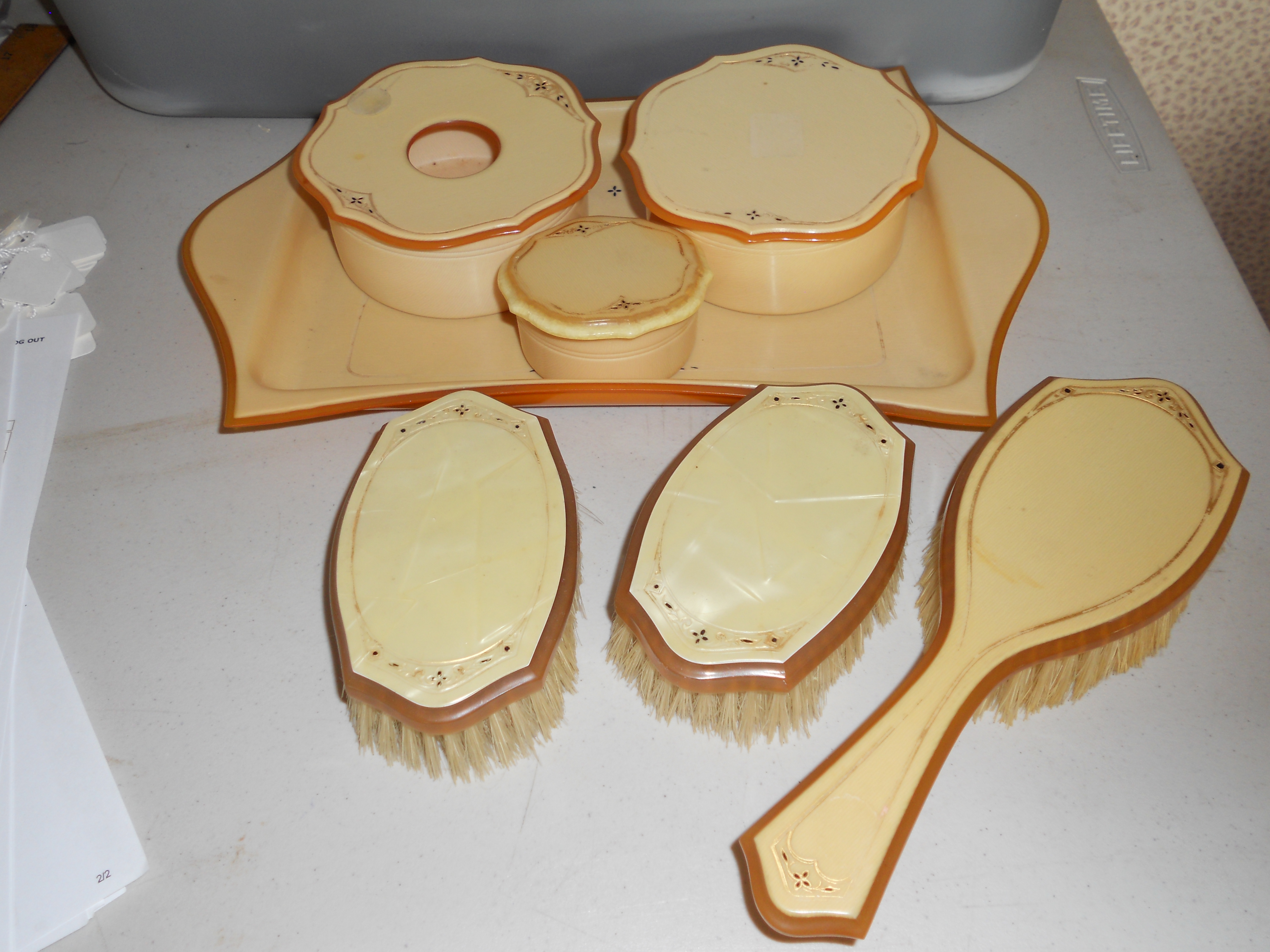 Celluloid Vanity Set 10 Piece matching set