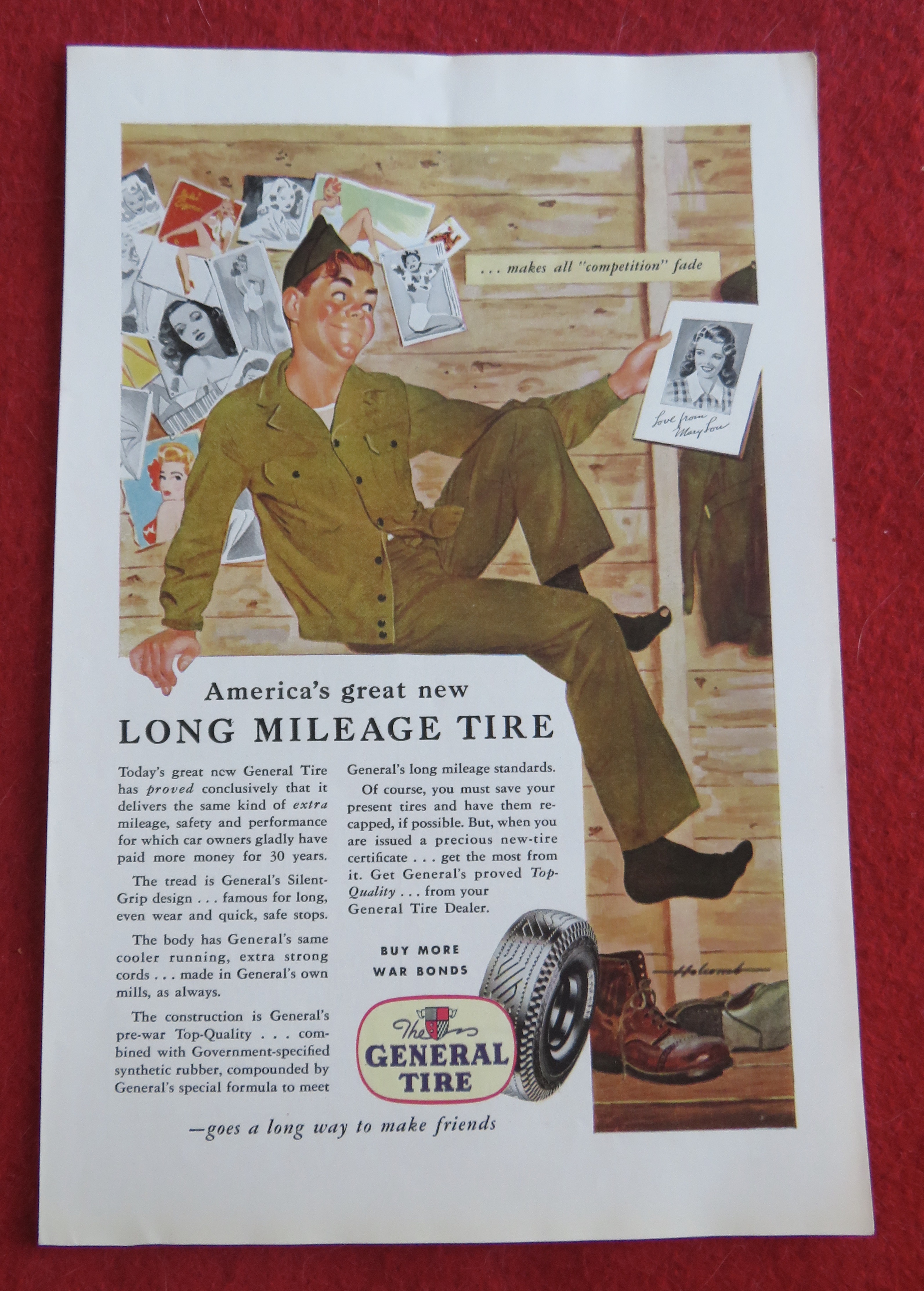 1944 General Tires with Soldier Looking at Girl's Photo