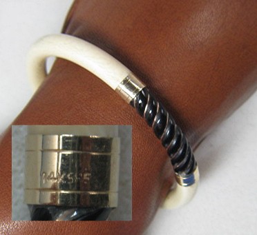 14K Gold Bone IVORY Onyx Bangle Bracelet