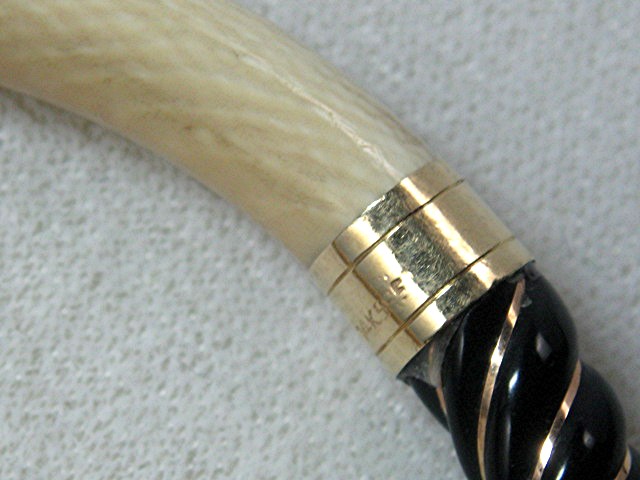 14K Gold Bone IVORY Onyx Bangle Bracelet