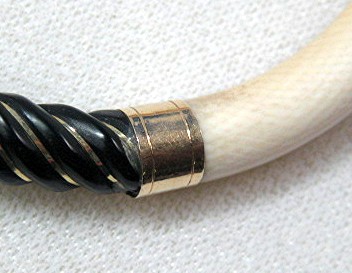 14K Gold Bone IVORY Onyx Bangle Bracelet