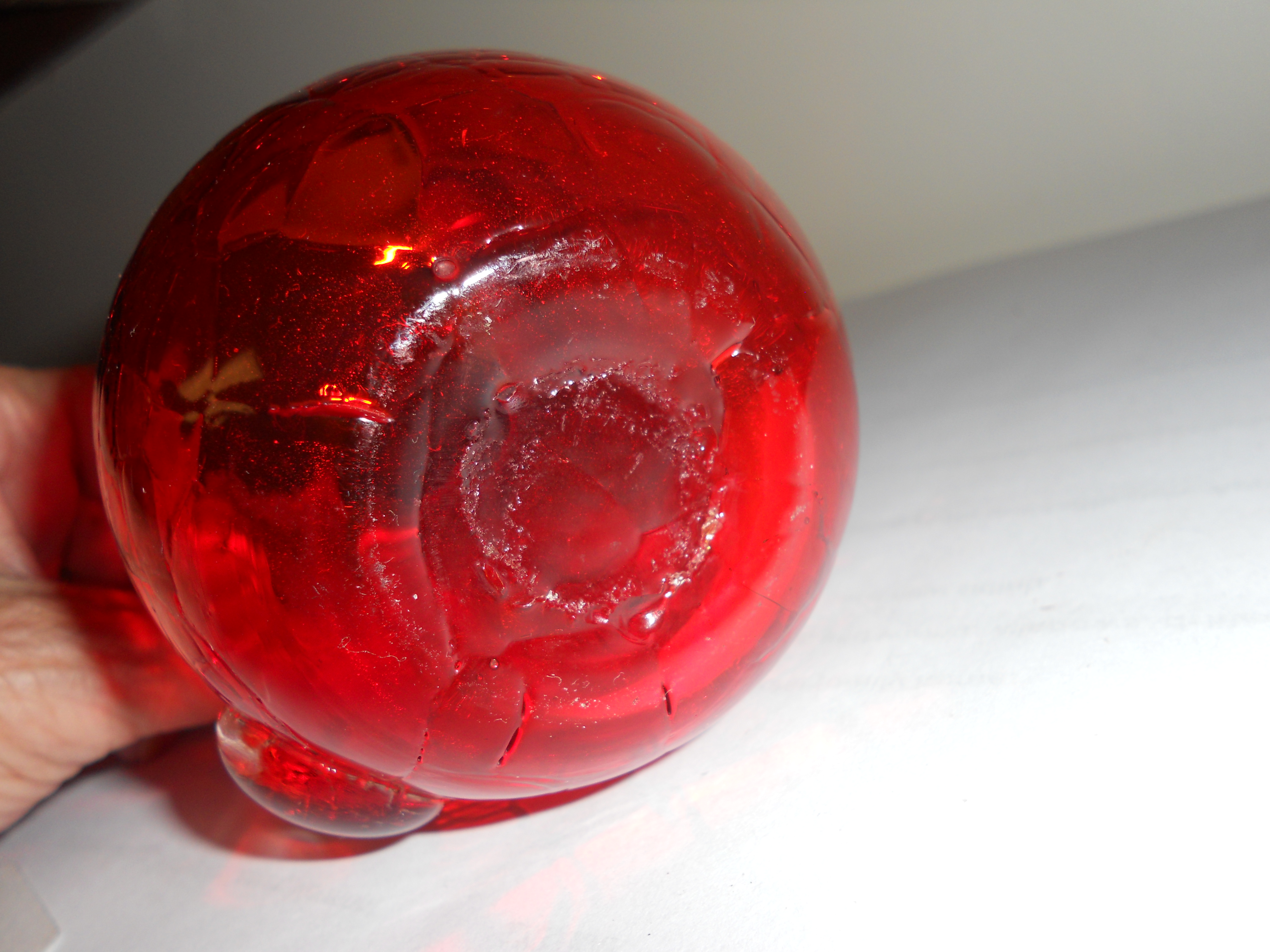 Red Crackle Glass Pitcher