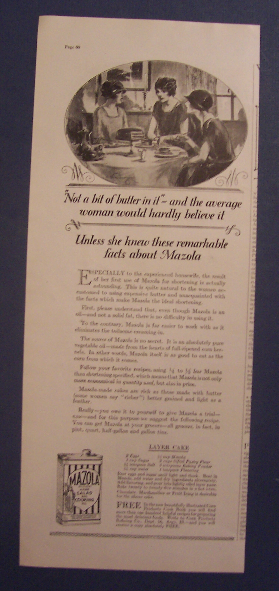 1926 Mazola Salad & Cooking Oil
