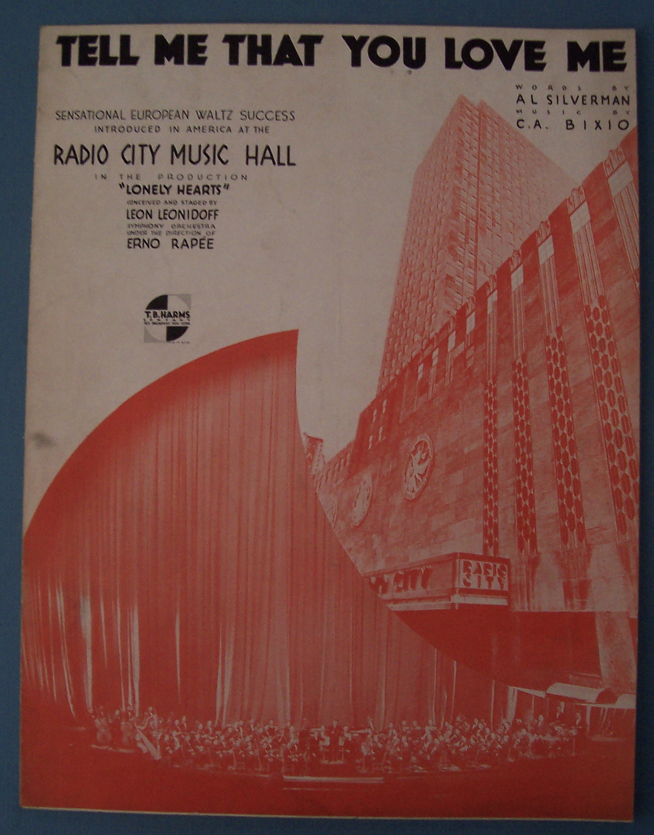 Sheet Music For 1933 Tell Me That You Love Me
